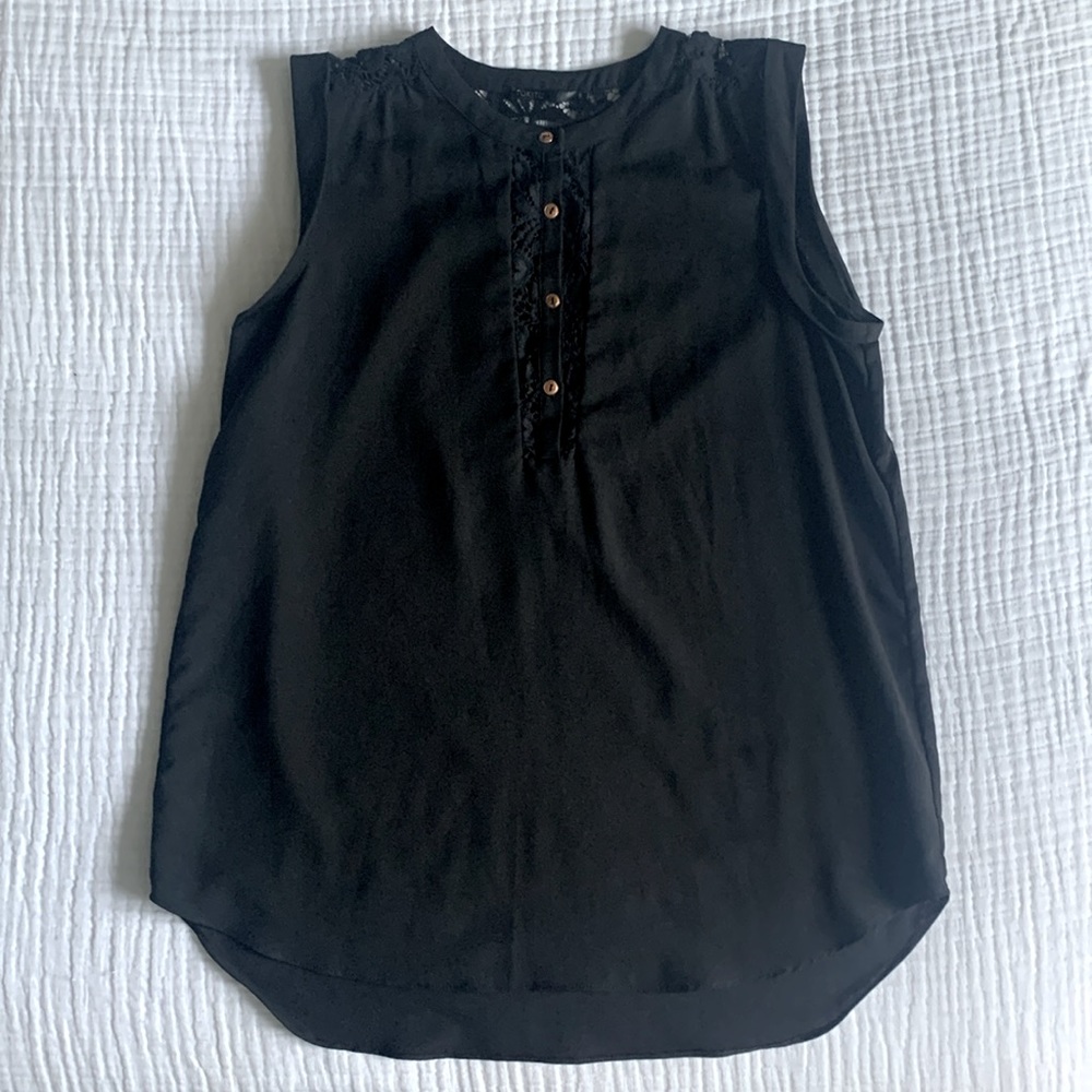 Tokito black lace blouse with copper buttons